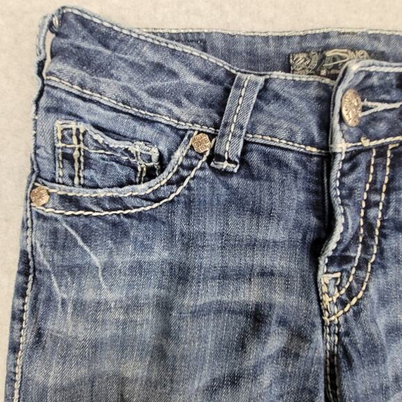 Silver Jeans Womens Size 26 Suki Mid Capri Distressed Embellished - Picture 4 of 16